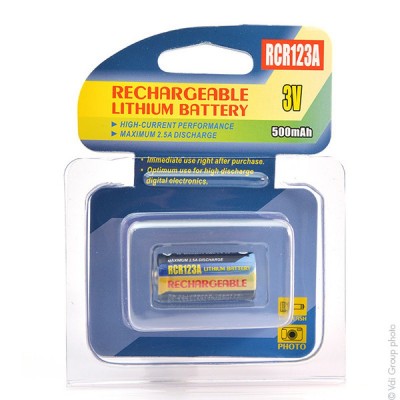 Batterie appareil photo - caméra RCR123 3V 500mAh - Rechargeable