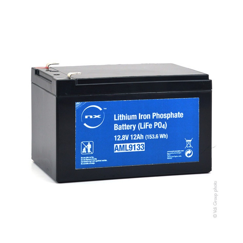 Batterie lithium fer phosphate UN38.3 (153.6Wh) 12V 12Ah F6.35